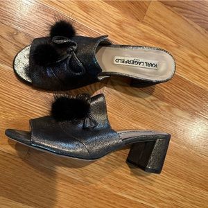 Karl Lagerfeld gold heels